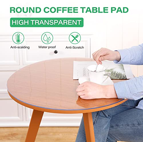 38" Dia 1.5mm Thick Round Plastic Tablecloth Clear Furniture Table Protector Water Heat Dust Resistant Table Cover PVC Vinyl Round Glass Coffee Dining Banquet Buffet Tabletop Protective Mat - color: Round New Clear 1.5mm, size: 38" x 38"