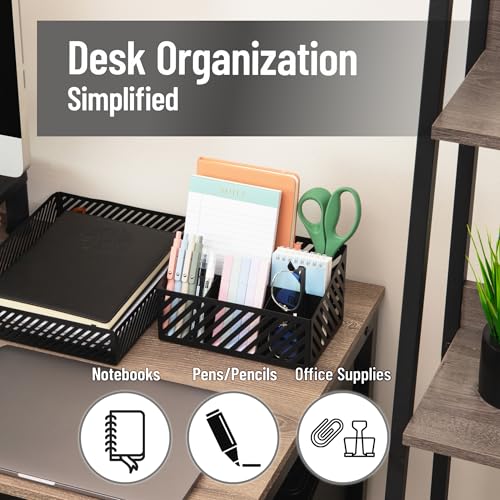 Mind Reader Desktop Organizer and Mail Sorter, Five Compartments, Office Supplies and Accessories, Metal, Black - color: Black Desk Organizer