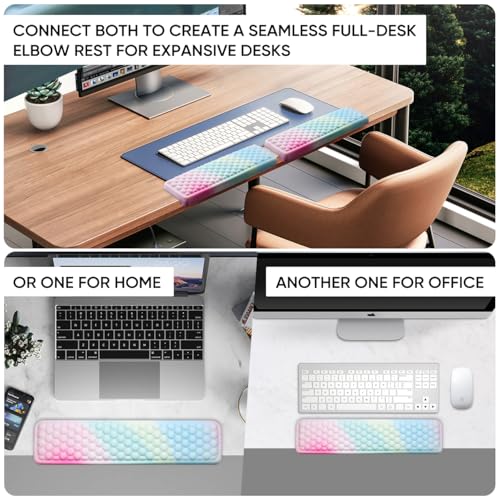 JIKIOU L-Shaped Desk Elbow Pad for Desk,Memory Foam Elbow Support Pad 2Pack | Massage Design, 14.9inch is 20% Longer for Comfort, Non-slip Rubber Base, Ergonomic Cushion for Pain Relief, Rainbow - color: Rainbow, size: 14.9" x 3.5" x 0.6"