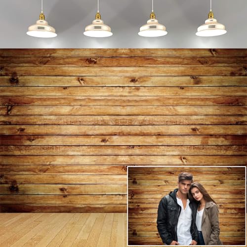Rustic Wood Backdrop 7x5ft Vinyl Natural Brown Wooden Board Wall Photography Background Baby Shower Birthday Party Cake Table Decoration Banner Wallpaper Photo Booth Props - color: Light Brown, size: 7x5ft