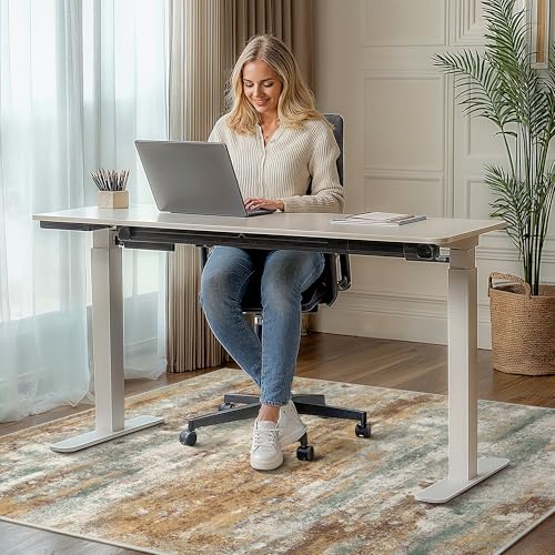 Office Chair Mat for Hardwood Tile Floor, Abstract 36"X 60" Desk Mats for Office Chair on Rolling Chairs Carpet, Desk Anti-Slip 1/5" Thick Rug for Computer Chair, Thin Low-Pile Floor Mat, Orange Sage - color: Orange Sage, size: 36"x60"