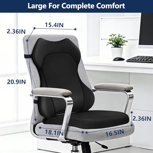Seat Cushion,Lumbar Support Pillow for Office Chair,Ergonomic Memory Foam Back Support Pillow, High Density Foam Chair Cushion for Sciatica Pain Relief Coccyx Pad for Chair,Car,Desk,Black - color: Black