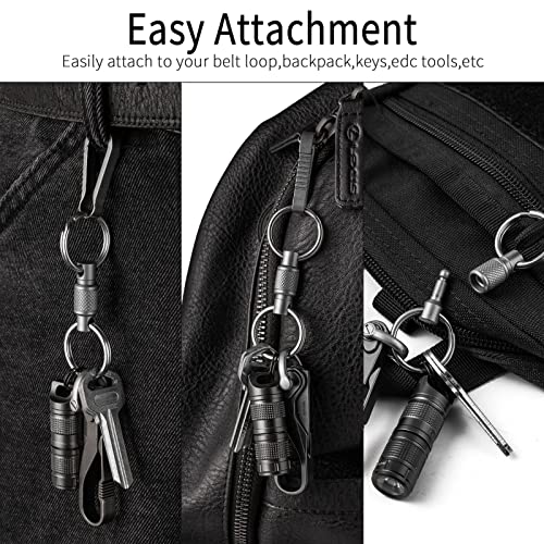 FEGVE Titanium Quick Release Swivel Keychain, Pull Apart Detachable Keychain Heavy Duty Car Key Holder with Key Rings - color: Grey 1 Pack