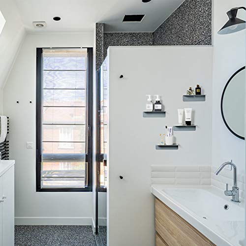 OAPRIRE Grey Acrylic Floating Shelves Set of 2 - Easily Expand Wall Space - Small Wall Shelf with Strong Adhesive for Bathroom, Bedroom, etc - color: Grey