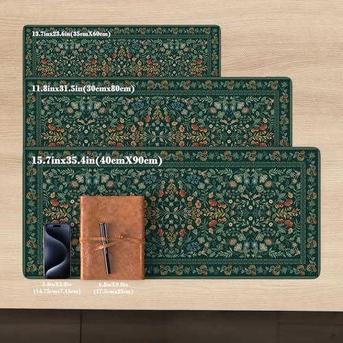 iCasso Desk Mat for Keyboard and Mouse, Large Mouse Pad, Desk Pad Mat, Anti-Slip Big Mousepad with Stitched Edges for Computer Desktop(Deep Green) - color: Deep Green, size: 35.4L x 15.7W inches
