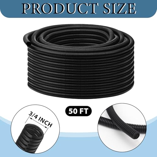 Kanayu Split Wire Loom Tubing Flame Retardant Wire Covering High Temperature Cable Sleeves Split Protector Cable Conduit for Industrial Electrical Automotive Marine(3/4in 50ft,Black) - color: Black, size: 3/4Inch 50Ft