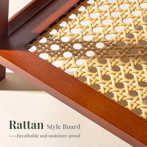 ANBOXIT Rattan-Look Matcha Station Organizer, Countertop Bamboo Tea & Coffee Accessories Station Organizer, 2 Tier Mug Holder Display Stand for Kitchen Condiment, Home, Office - Brown - color: Brown