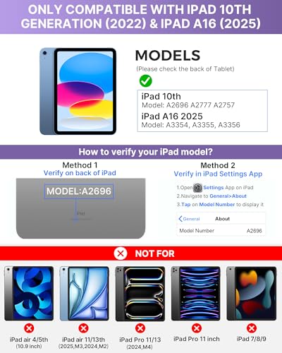 typecase Folio Keyboard Case for iPad 10th Gen 10.9 inch (2022) and iPad 11th (A16, 2025), Magnetic Wireless Detachable Keyboard, 7-Color Backlight, Thin & Light, Pencil Holder – Light Purple - color: Light Purple