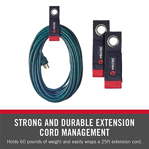 VELCRO Brand Extension Cord Organizer Holder. Heavy Duty Straps for Garage Organization and Storage. Rust Resistant Grommet Hangs Easily on Wall 2pk,Small 10-inch,60bs Weight Rating,Black - size: SMALL – 2 Pack (10")