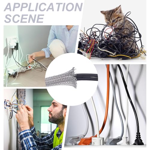 UNICRAFTALE 13.12ft(4m) 0.7" W Braided Sleeving Braid Stainless Steel Cable Wire Shielding Sleeve Ground Straps Protection Flat Metal Mesh Flexible Expandable Scalable Ribbon Wire for Protect Cable - size: 4m x 18mm
