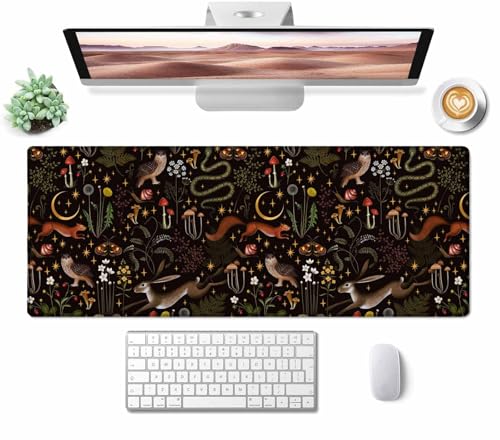 Gaming Large Mouse Pad with Stitched Edges, Desk Mat, Extended Keyboard Pad, Non-Slip Rubber Base Desk Pad for Keyboard and Mouse, 31.5X11.8 inch, Fairy Forest Pattern - color: Fairy Forest Pattern, size: 31.5L x 11.8W inches