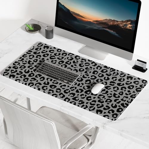 BOSOBO Extended Gaming Desk Mat, XXL Full Cover 31.5 x 11.8 Inches, Black Leopard Print - color: Black Leopard Print, size: XL - 31.5 x 11.8 Inches