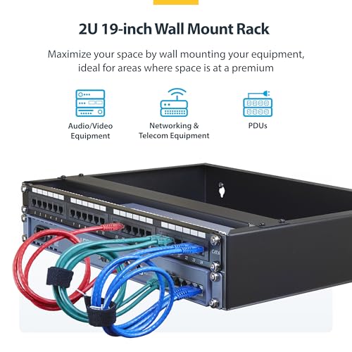 StarTech 2U 19in Wall-Mount Network Rack, 14in, 77lb (RACK-2U-14-BRACKET) - size: 2U