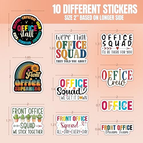 10pcs Front Office Sticker Sheet, Funny Cute Vinyl Decals for Receptionists, Admin Staff, Workplace Decor, Waterproof, UV-Resistant, for Laptop, Water Bottle, Journal, Notebook, Clipboard, Phone Case