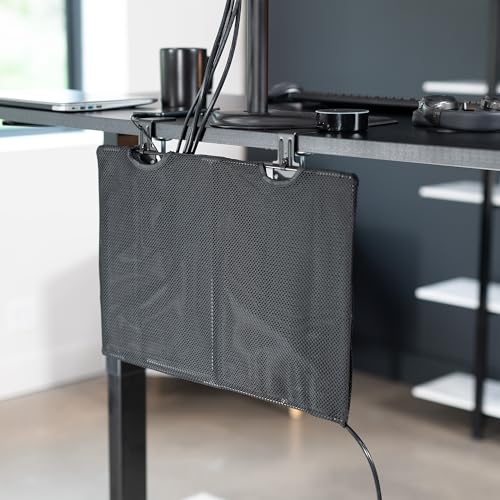 VIVO Black Clamp-on 24 inch Desk Cable Management Sleeve, DESK-SKIRT-24P | Privacy Desk Skirt, Cable Organizer, Wire Hider Kit Panel System - size: 24" Panel