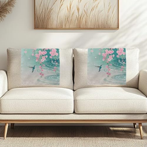 Cherry Blossom Hummingbird Print Headrest Cover for Recliner Chair, Recliner Headrest Protector 16.53 x 26.18 inch Sofa Head Protector Furniture Protectors for Recliners Sofa Slipcovers - color: Cherry Blossom Flower Hummingbird