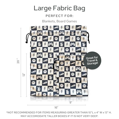 Gather & Knot Drawstring Gift Bags | 20" Large 12" Small | Premium Canvas | Reusable Fabric Wrap for Boy Birthday | Happy Smiley Face | Skateboard - color: Skateboard