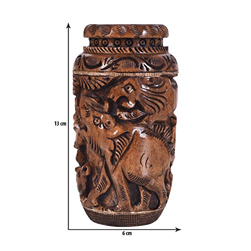 Craft Trade Hand Carved Wood Pen Holder for Desk Organizer for Home School Office Supplies Pencil Cup Pot Storage Box Suitable for Stationery - Lovely Wood - color: Elephant Maroon