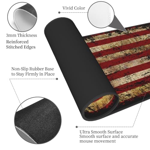 American Flag Gaming Mouse Pad, Large Mouse Pad for Desk Mat XXL XL Mousepad, Big Keyboard Pad Office Desk Accessories Decor - color: American Flag