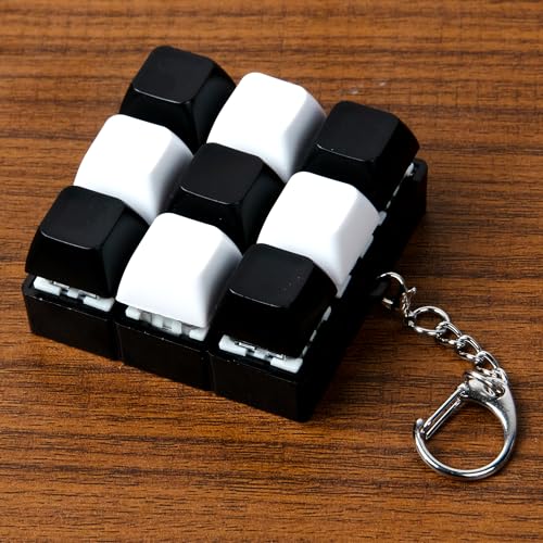Keyboard Fidget Toy, Keyboard Keychain Fidget Toys, 9-in-1 Clicker Fidget Toy, Stress Relief Desk Decompression Button, Anxiety Relief Valentine's Day Gifts (2 Color-White Black) - color: 2 Color-white Black
