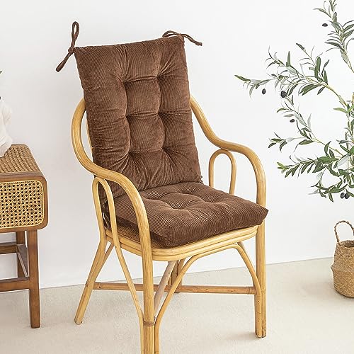 Outdoor Patio Cushion, Rocking Chair Cushion, Tufted Pads, Set of Upper and Lower with Ties Pack of 2 (2 Sets) - Back 20"×17", Seat 17"×17" (Brown) - color: Brown