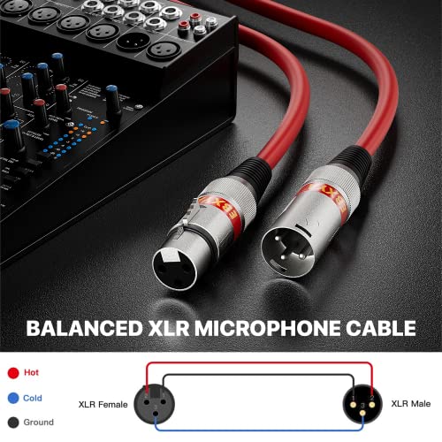 EBXYA XLR Cable 10 ft 10 Packs - Premium Balanced DMX Cable, XLR Male to Female Microphone Cable - color: 10 Colors, size: 10ft
