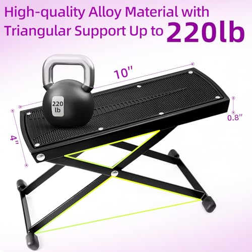 Pedicure Foot Rest, 6 Heights Adjustable Foot Stool, Metal Foldable Non-Slip Stand for Home and Salon Use Pedicure Station, Ideal Pedi Stool for Nail Tech or Guitar Foot Stool Black - color: Black