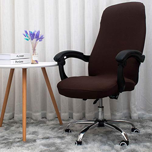 Melaluxe Office Chair Cover - Universal Stretch Desk Chair Cover, Computer Chair Slipcovers (Size: L) - Coffee - color: Coffee, size: Large Chair Cover