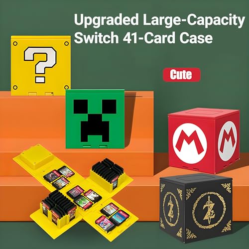 Switch Game Card Case Holder–41 Slot Compact Cube Storage Box for Nintendo Switch 2/Switch/OLED/Lite Cartridges–Hard Shell Travel Accessory for Girls, Boys, and Gamers Black - color: Black Z