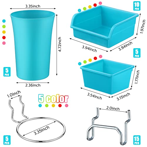 Yookeer 20 Pcs Pegboard Bins and Cups with Hooks and Loops Peg Assortment Organizer Accessories Various Tool Organizer Pegboard Baskets Set for Garage Workshop Workbench Office(Mixed Color) - color: Mixed Color