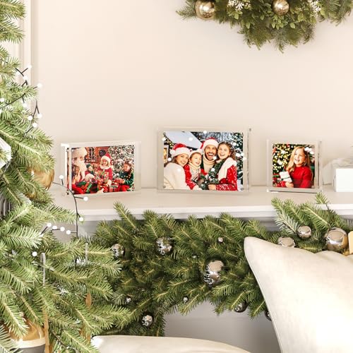 Egofine 8x8 Acrylic Frame 6 Pack, 20mm Thicker Frameless Clear Picture Frame, Double Sided Magnetic Picture Frame, Free Standing Desktop Display - color: 6, size: 8x8