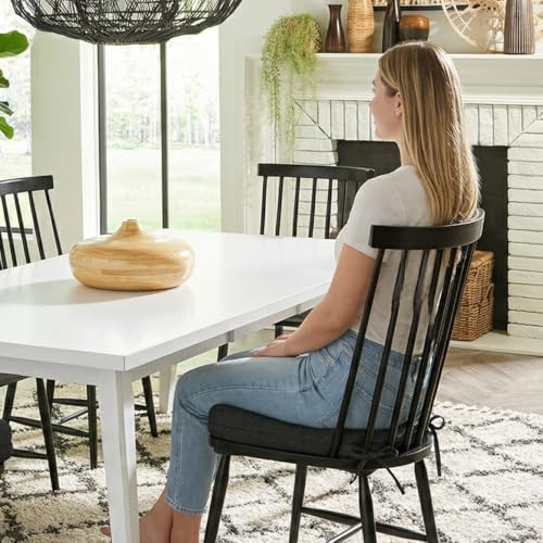 baibu Set of 4 Dining Chair Cushions, Dual-Layer Patent Design Memory Foam Kitchen Chair Cushions, Non-Slip Seat Pads with Ties, 16.5 x 16.5 x 3.5in, 4 Pack, Black - color: Black, size: 4 Count (Pack of 1)
