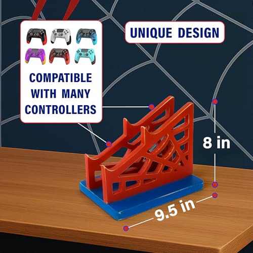 Gamer Gift for Men Teenage Boy Wood Controller Organizer with Headphone Holder & Game Controller Stand - Unique Gift Idea for Husband, Boyfriend, Gamers, Game Lover, Gaming Accessory (Spider) - color: Spider Base