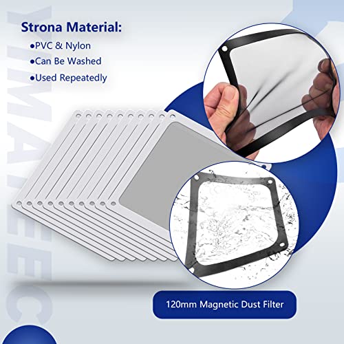 Dust Filter PC 120mm for Computer Cooler/PSU/Routers Nylon 80 Mesh, Magnetic Frame PC Fan Dust Mesh PC Cooler Filter Dustproof Computer Fan Grills (Nylon, 120 * 120mm, 10pcs, White) - color: White, size: 10pcs - Nylon