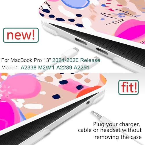 DONGKE Compatible with MacBook Pro 13 inch Case 2024 2023-2020 Release A2338 M2/M1 A2251 A2289 with Retina Display & Touch ID, Plastic Hard Shell & Keyboard Cover & Screen Film - Floral Artistic - color: Floral Artistic D157