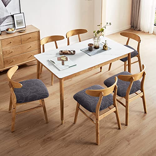 Genina Chair Seat Covers Waterproof Dining Room Chair Covers 2 Pack Stretch Seat Covers for Dinning Room Chair Protector Slipcover for Kitchen, Hotel (2, Flower Pattern-Dark Gray) - color: Flower Pattern-dark Gray