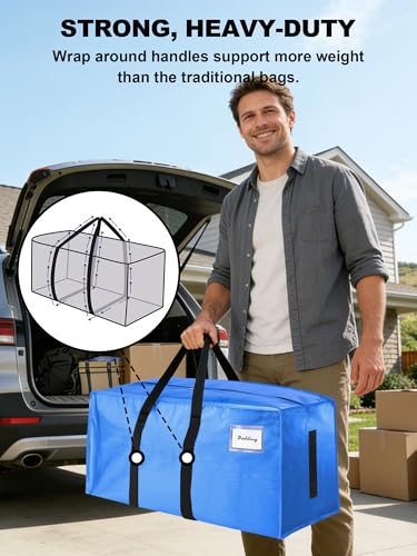 HOMESURE Supports 200lbs Heavy Duty Moving Bags - Strong Zipper & Wrap-Around Handles - Water-Resistant Storage Totes, Durable Alternative to Moving Boxes - 8 Pack - Sky Blue - color: Sky Blue