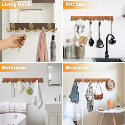 CBWLWJ 20 Pack Coat Hooks Wall Hooks for Hanging, Heavy Duty Double Prong Metal Hook Wall Mounted for Living Room, Bathroom, Kitchen, Bedroom for Coat, Bag, Scarf, Towel, Hat, Key, Cup (Bronze) - color: Bronze-20pack