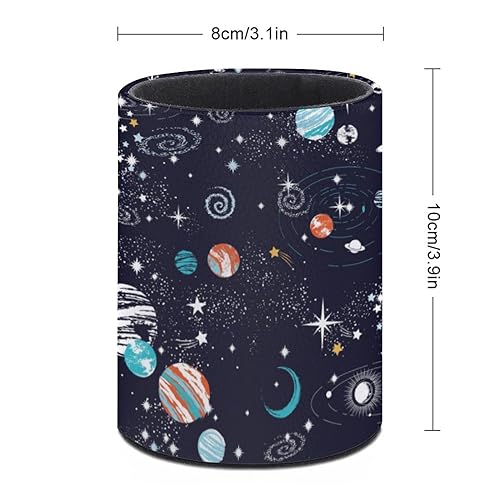 Galaxy Space Planets Pen Holder Pencil Cup for Desk Organizer | Cute Makeup Brush Holder PU Multifunctional Office Suppliesfor Decor Home Classroom School - color: Galaxy