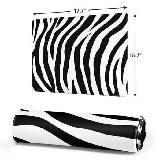 Skinit Medium Gaming Mouse Pad - Zebra Print Design with Stitched Edges, Waterproof, Non-Slip Rubber Base, Desk Mat for Keyboard & Mouse, 17.7" x 15.75" inches - color: Black - PTTRNS07, size: 17.7" x 15.75"