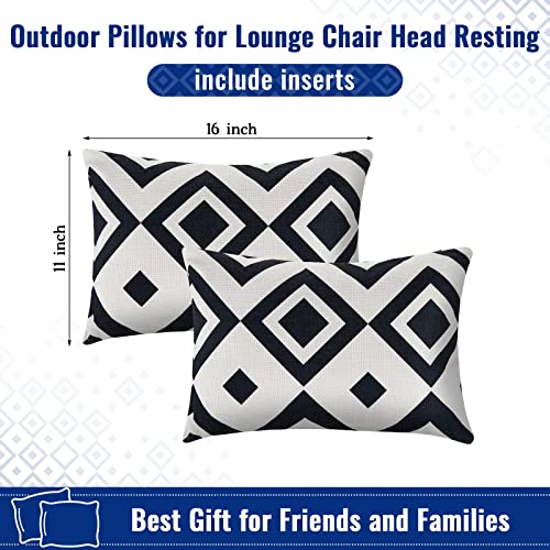 Juexica 2 Pack Chaise Lounge Pillow with Strap Outdoor Waterproof Beach Chair Neck Headrest Pillow Adjustable Elastic Band for Hammock Lumbar Recliner Pillows for Patio Pool Chair(Stripe Style) - style: Stripe Style