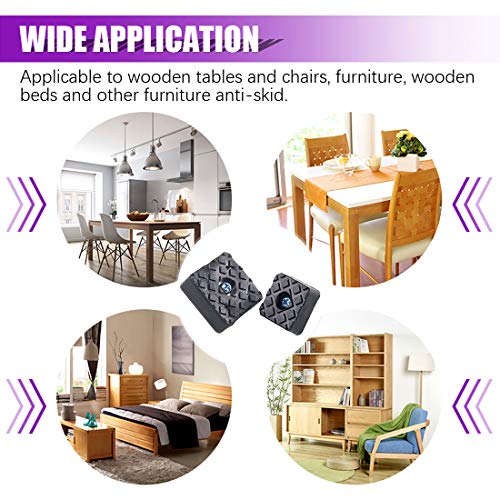 Swpeet 80Pcs Black 22mm & 30mm Square Shape Furniture Pads with Screws, Heavy Duty Rubber Non Slip Non Skid Furniture Feet for Table Desk Chair and Sofa Leg Furniture Cups to Protect