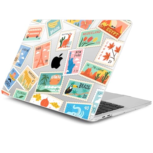 DONGKE Compatible with MacBook Pro 13 inch Case 2024 2023-2020 Release A2338 M2/M1 A2251 A2289 with Retina Display & Touch ID, Plastic Hard Shell & Keyboard Cover & Screen Film - Post Stamps - color: Post Stamps
