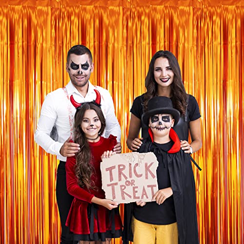 GOER 3.2 ft x 8.2 ft Metallic Tinsel Foil Fringe Curtains Party Photo Backdrop Party Streamers for Birthday,Graduation,New Year Eve Decorations Wedding Decor (Orange,1 Pack) - color: Orange, size: 1 Pack