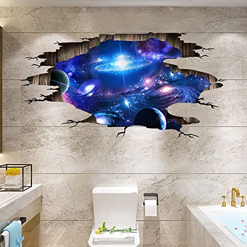 Blue Purple Galaxy Wall Decals, Removable Sticker,The Art Magic 3D Milky Way Dreamscape Home Decor (4 Sheets) - color: New Galaxy