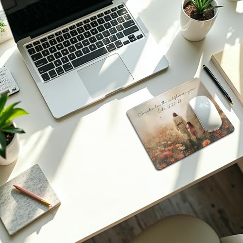 Christian Jesus Walking with Girl Mouse Pad, Christian Jesus Gifts Mouse Pads Mousepad for Desk Office Computers Laptop, Religious Office Supplies Desk Accessories, 9.5x7.9 Inch - color: 06Child, size: 9.5x7.9