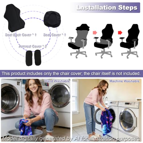 Gaming Chair Covers, 3D Printing Stretchable Soft Non-Slip Easy to Install Gamer Chair Cover with Armrest Cover(No Chair)(H) - color: H