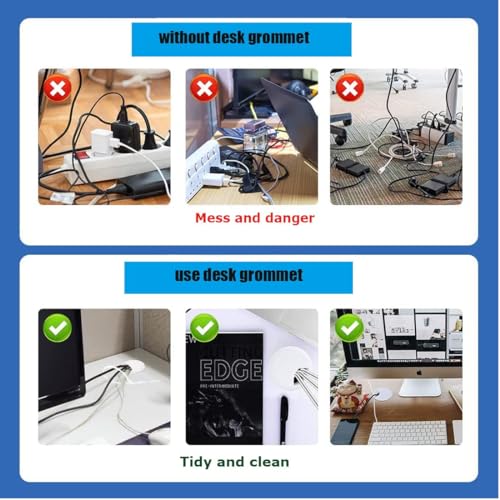 TuTuYa 8PCS Desk Grommet 1.5 Inch, 38mm Black Desk Cable Grommet Desk Cable Hole Covers with Hole Saw, Cable Pass Through, Ideal Solution for Office and Home Table Cable (Black,1-1/2 Inch) - color: 1-1/2 Inch_38mm Black 8PCS
