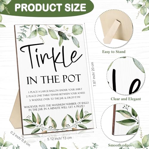 Tatuo 71 Tinkle in The Pot Baby Shower Game Sign Wooden Baby Shower Gender Reveal Party Favors 20 Table Tennis Balls 50 Balloon Latex Balloon(Leaves,Blue) - color: Blue, style: Leaves