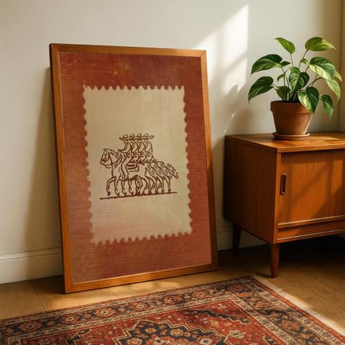 ZHXICHEN Vintage Rustic Stamp Wall Art Vintage Mexico Cowboys on Horseback Wall Decor Cowboys on Horseback Wall Print,Modern Farmhouse Pictures Posters for Bedroom Living Room 16x24 Inch Unframed - color: white-4, size: 24"L x 16"W